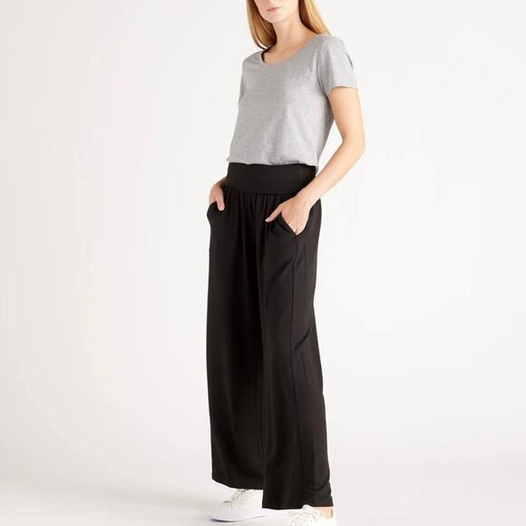 New Quince French Terry Modal Wide Leg Pant Women’s Medium Black 2682-5 - Picture 1 of 13
